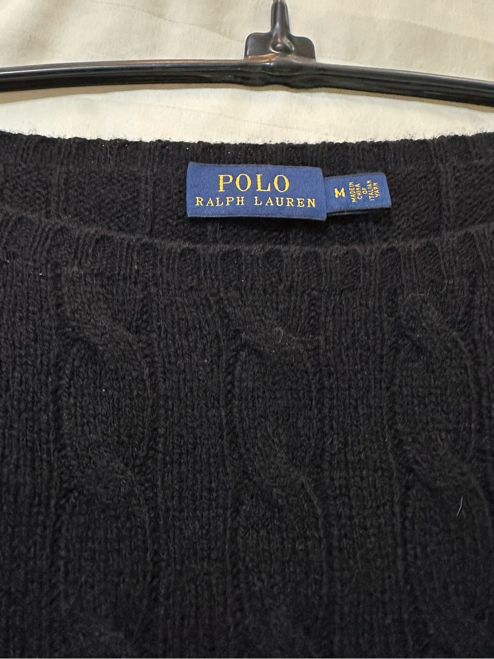 Polo by Ralph Lauren Black Boat Neck Cable-Knit Sweater with Raglan Sleeves - Picture 2 of 8